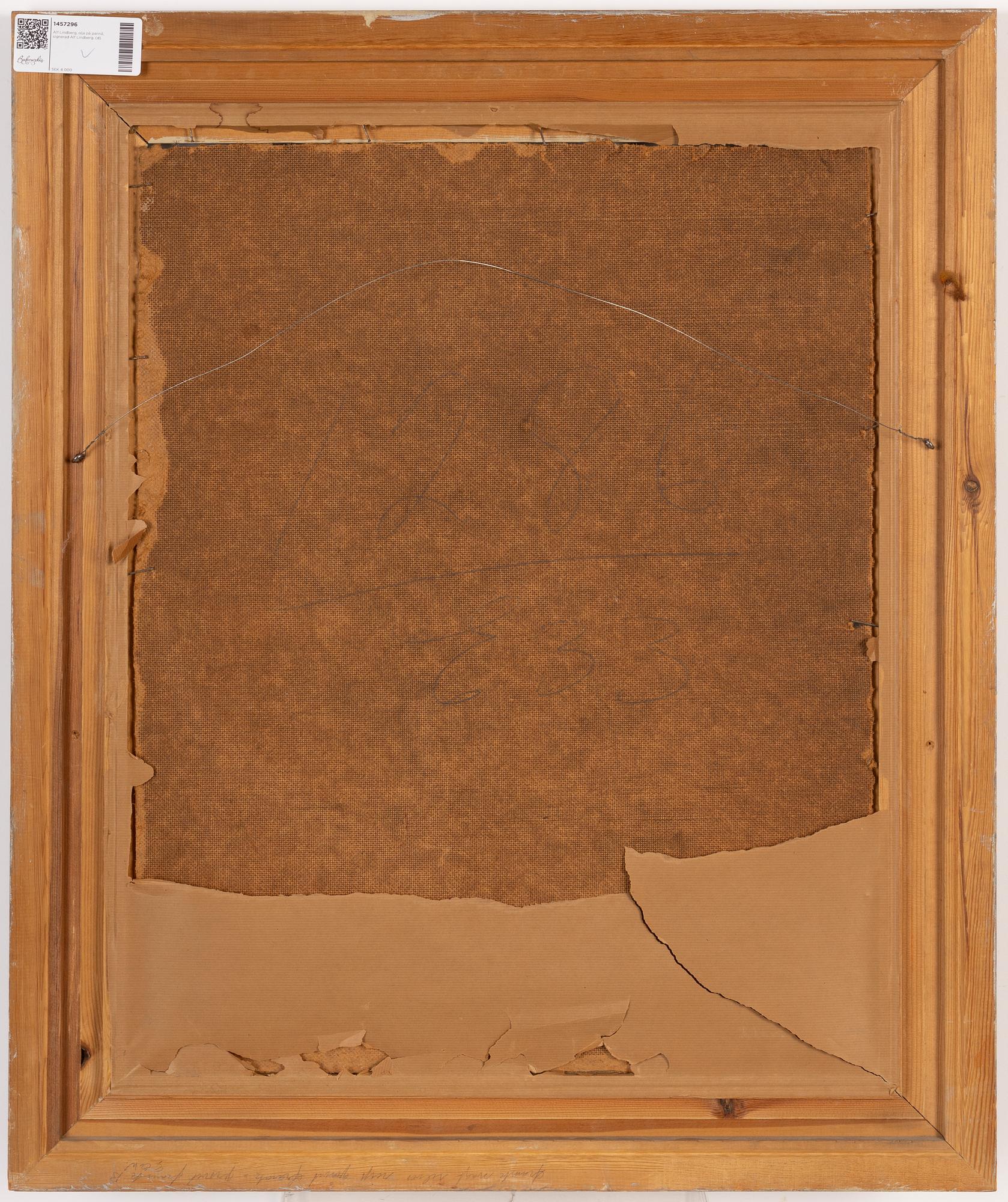 Alf Lindberg, olja på pannå, signerad Alf Lindberg.