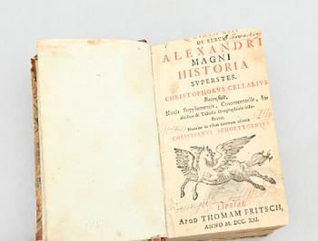 BOK, "Alexandri Magni Historia" av Q Curtius Rufus. Tryckt 1721 i Leipzig.
