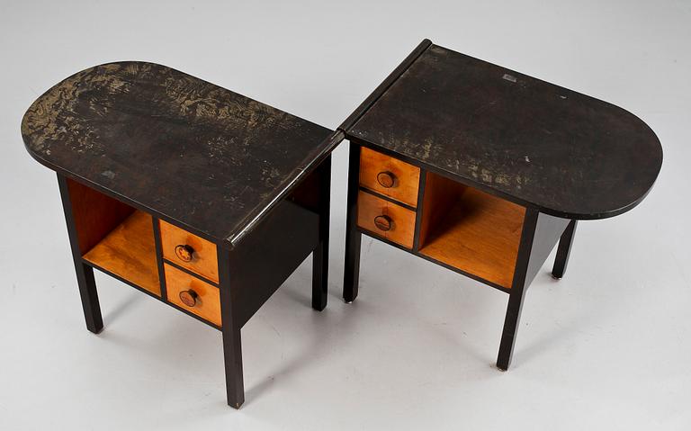 SÄNGBORD, ett par, Otto Schulz, tillskriven, art deco, 1900-talets första hälft.