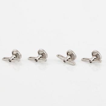 Two pairs 18K white gold shirt buttons.