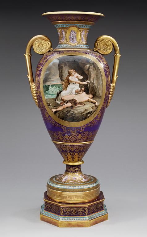 A large Berlin vase, late 19th Century. Signed S Wagner, Wien.