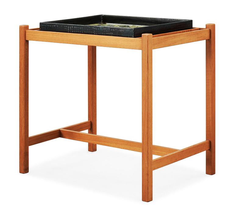 A Birger Kaipiainen stoneware and mahogany tea table, Rörstrand 1950's.