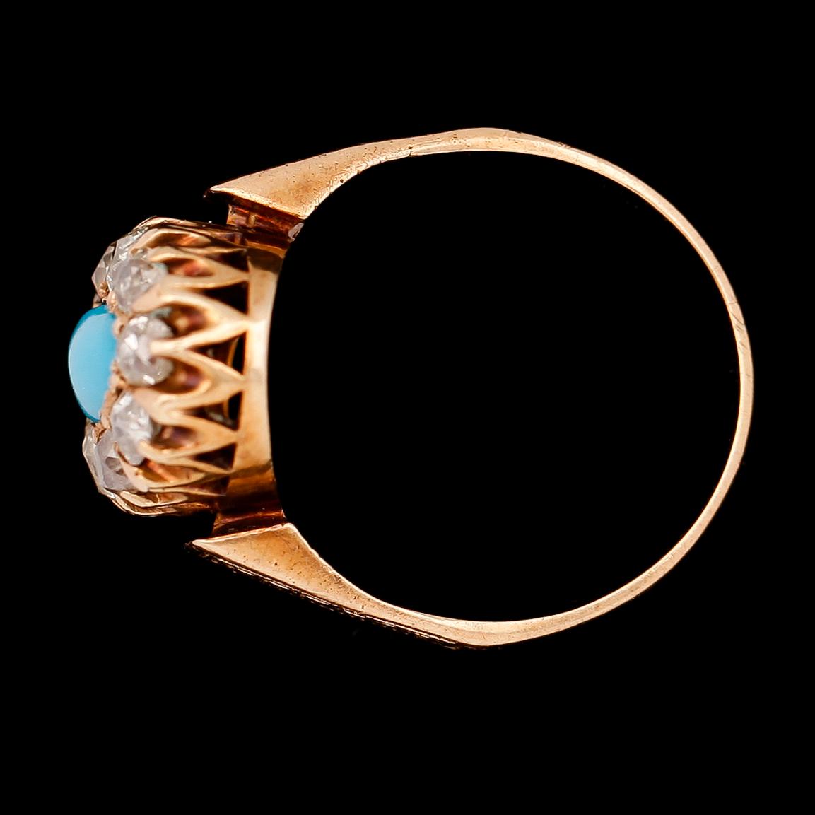 RING, 18K guld, turkos och diamanter.