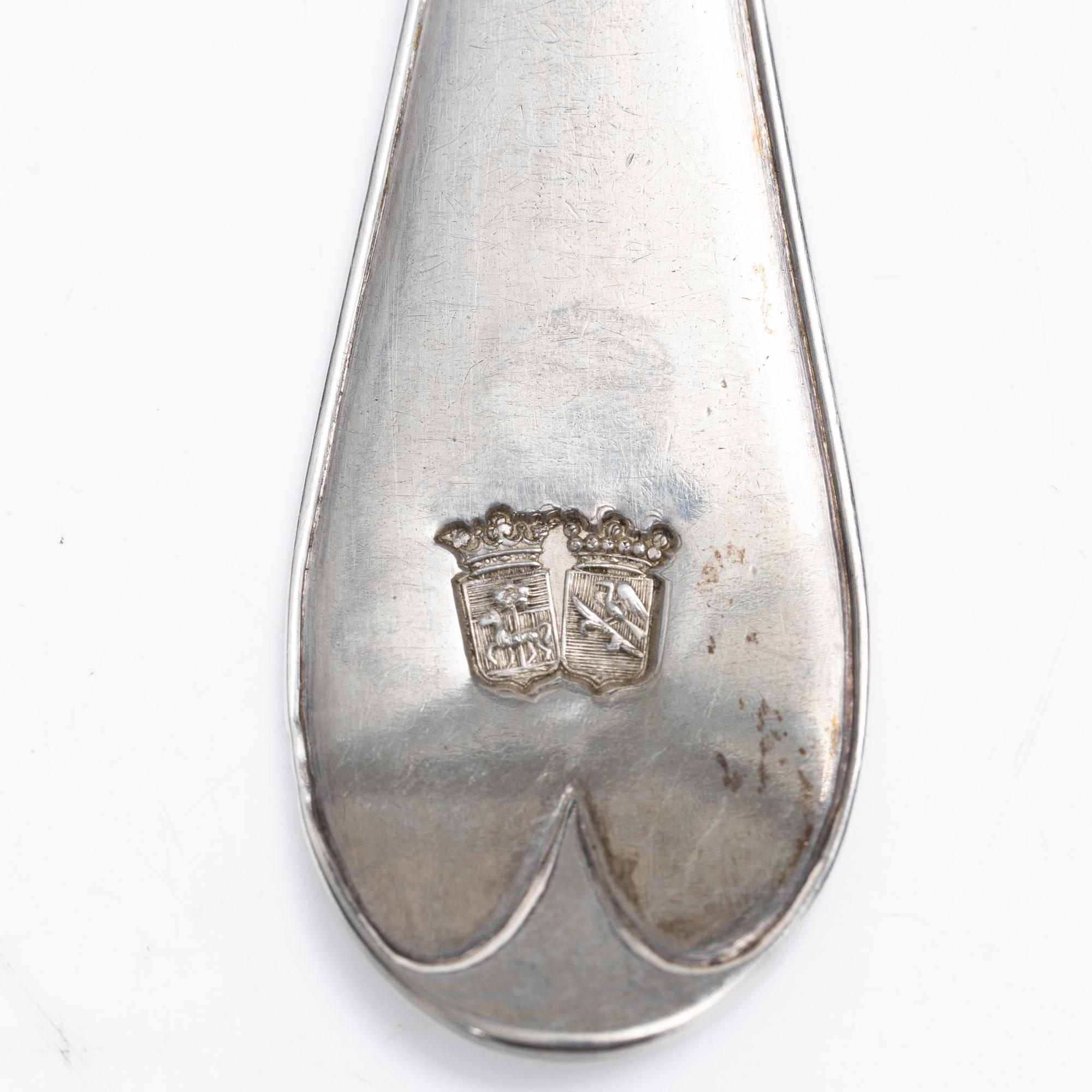 Olof H Bergström, gafflar, 6 st, silver, Uppsala 1815.
