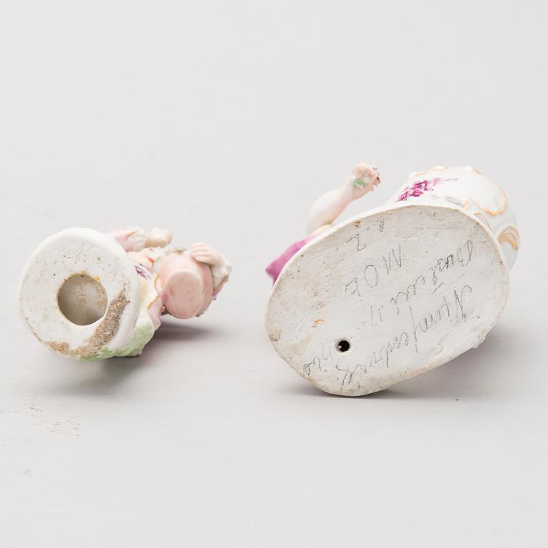 Two 18th Century porcelain figurines, probably from Nymphenburg, Germany.