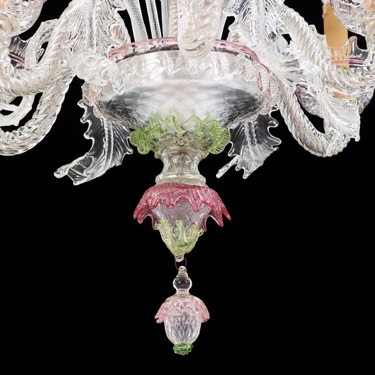 LJUSKRONA, glas, venetiansk stil, 1900-tal. Höjd ca 79 cm.