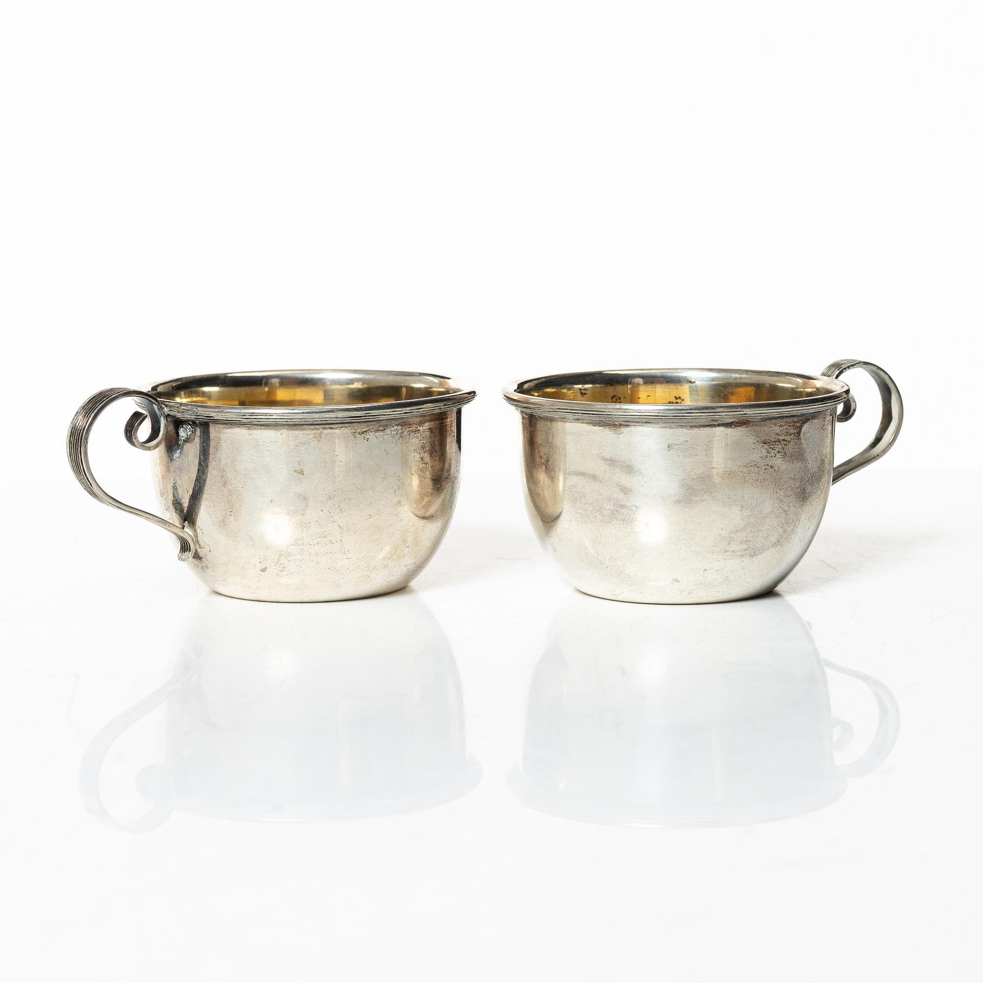 Punch cups, 6 pcs, silver, CG Hallberg, Stockholm 1917.