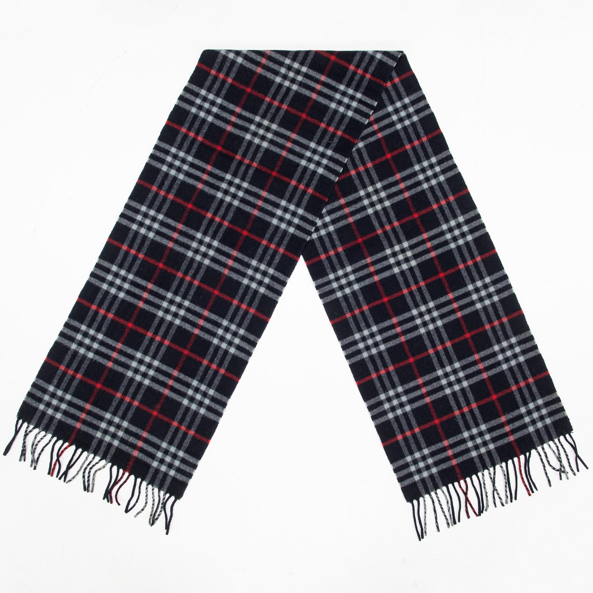 Burberry, check lambs wool scarf.