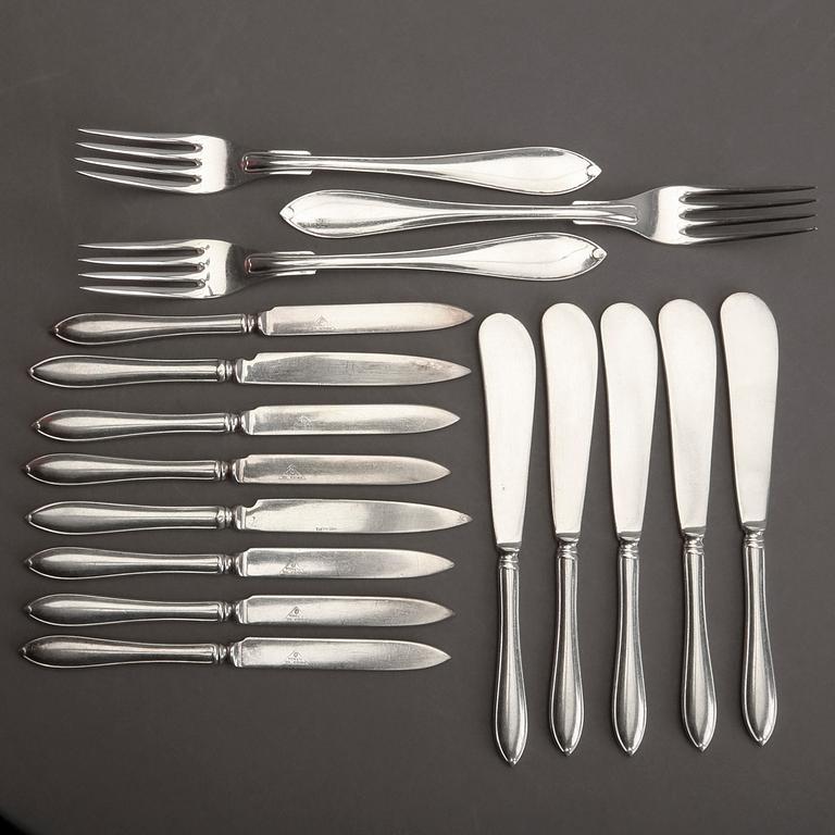 A 20th century set of 95pcs silver cutlery "Svensk Spets" mark of GAB Uppsala 1920s, total weight 4400 gr.