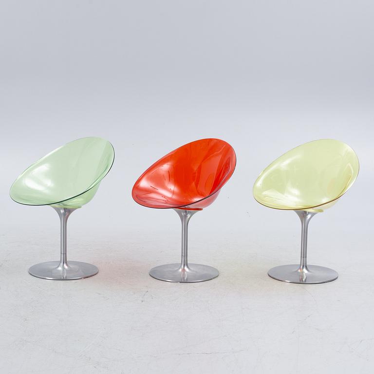 Philippe Starck, three 'EroS' chairs, Kartell, Italy.