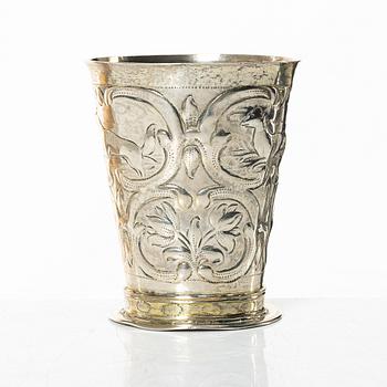 Christian Pichgiel, jaktbägare, silver, Danzig, omkring år 1700.