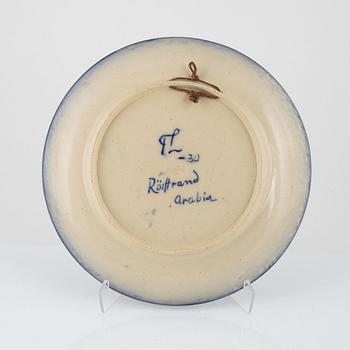 Tyra Lundgren, a decorative stoneware plate, Rörstrand/Arabia, 1930.