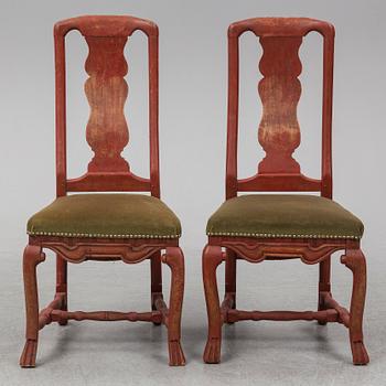 STOLAR, ett par, senbarock, 1700-talets mitt.