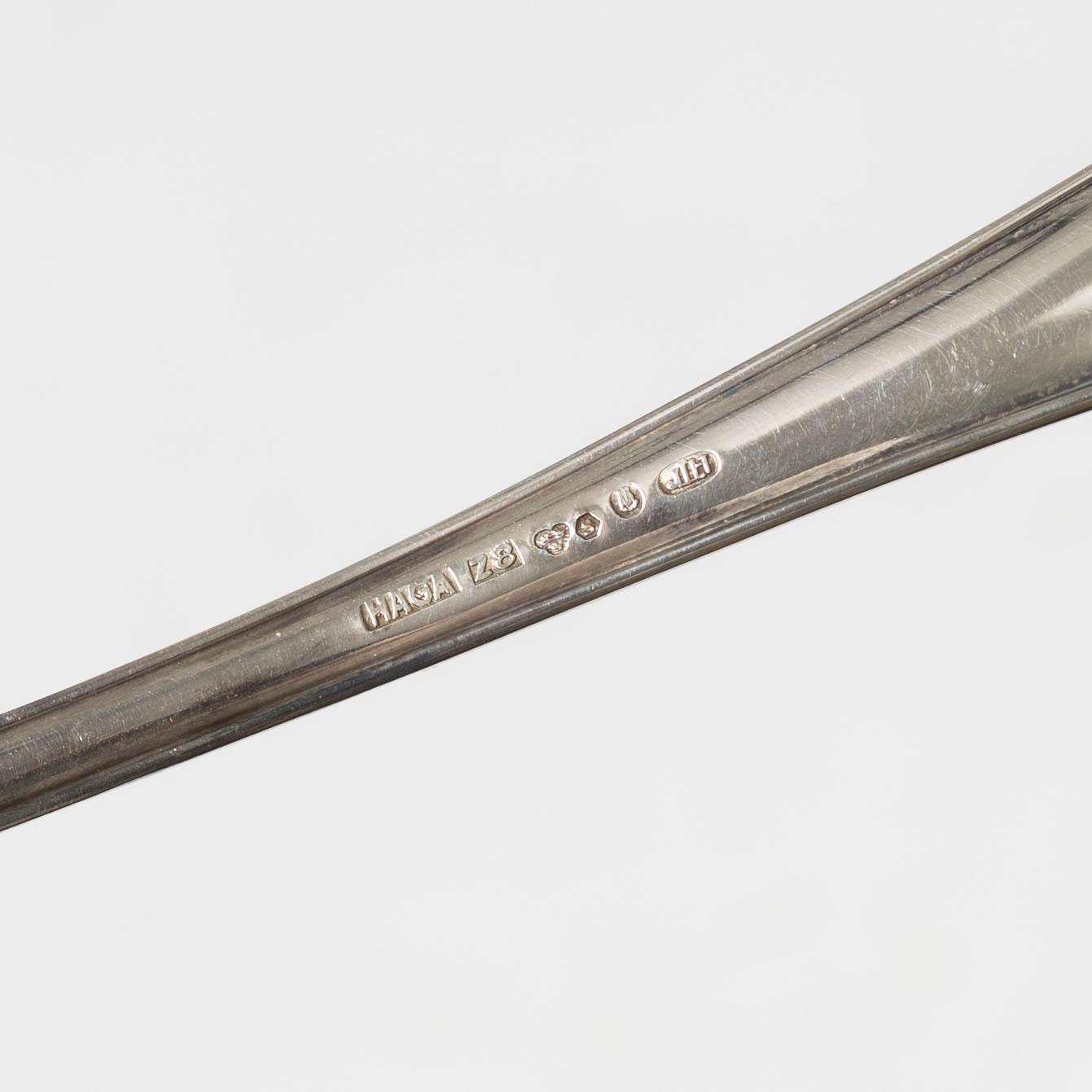 Bestickuppsättning, 58 delar, silver, modell "Haga", bl a JL Hultman, Stockholm 1951.