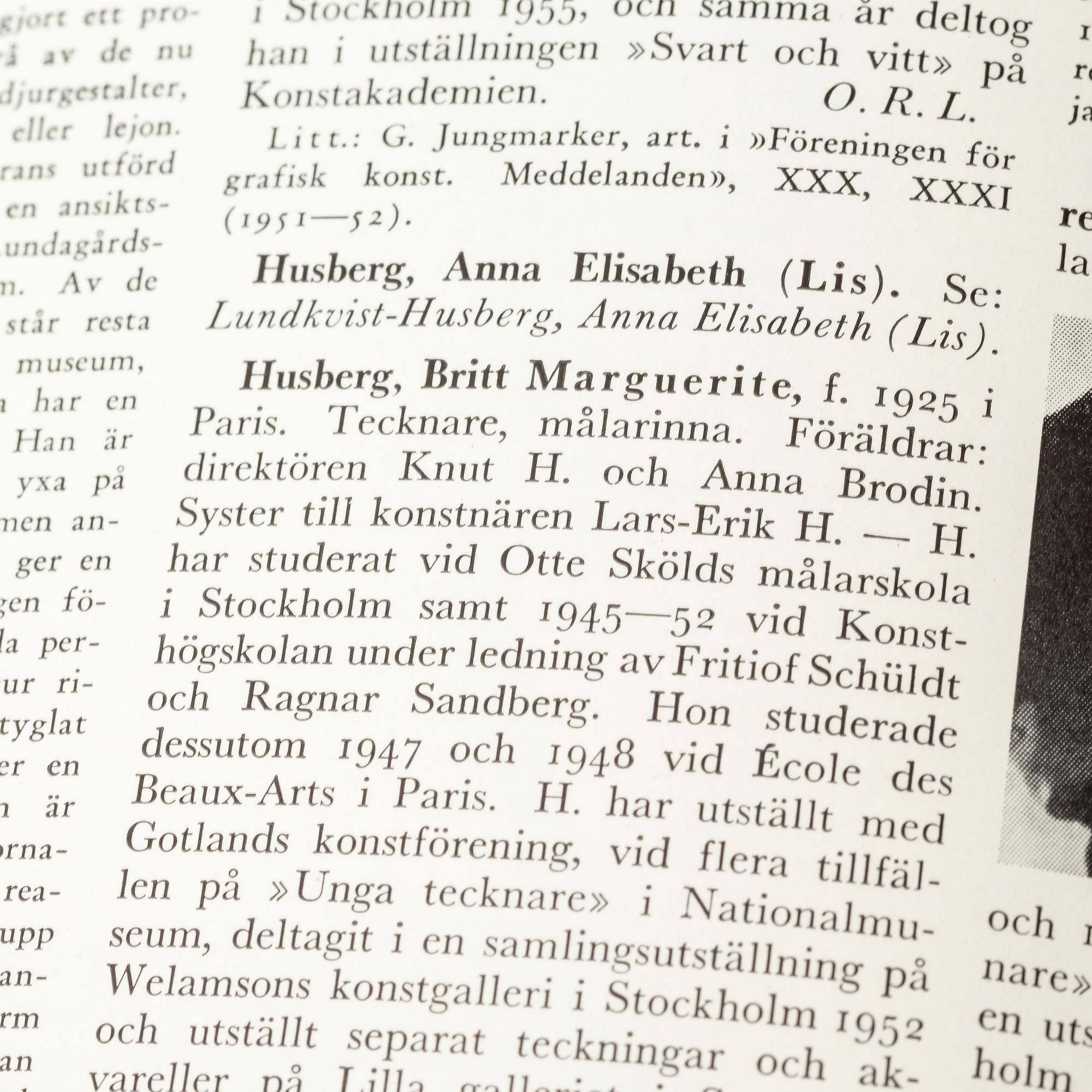 BÖCKER, 5 volymer, Svenskt Konstnärslexikon I-V, Allhems Förlag, 1952-1967.