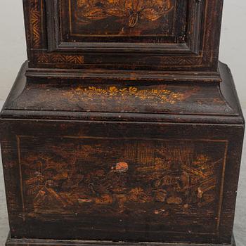 A japanned longcase clock by William Camden, London, England, 18th Century.