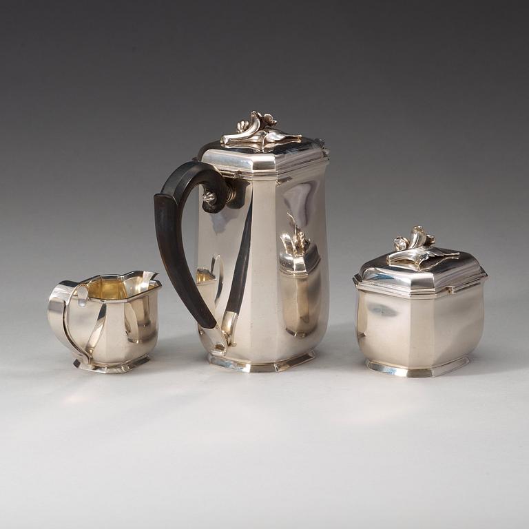 Atelier Borgila, a three pcs sterling coffee set, Stockholm 1939.