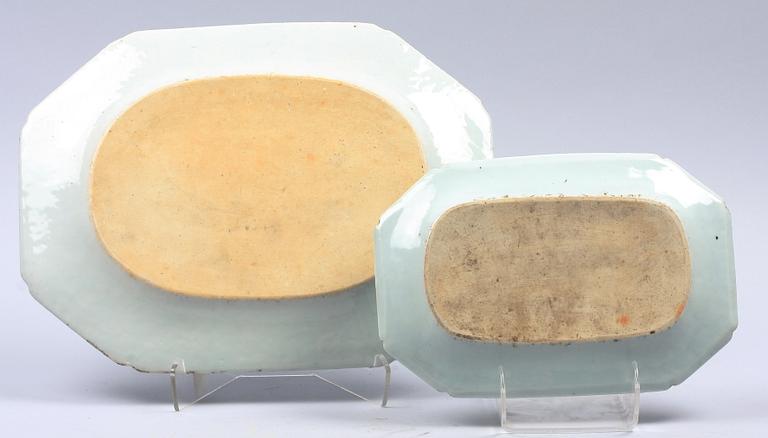 STEKFAT, 2 st, porslin, Qianlong, Kina, 1700-tal.
