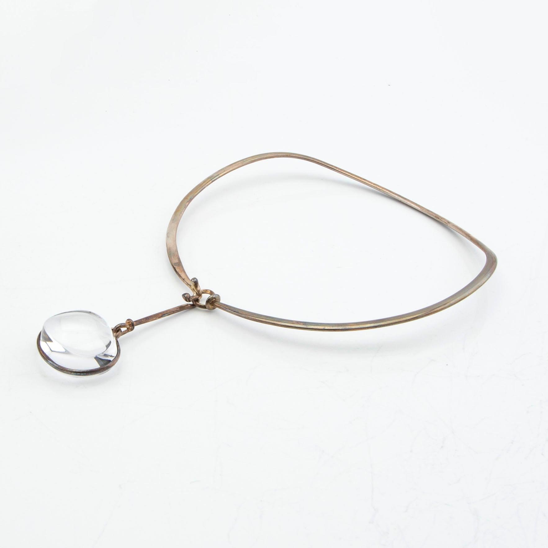 Vivianna Torun Bülow-Hübe, necklace, silver, with two pendants in rock crystal and onyx, by Georg Jensen.