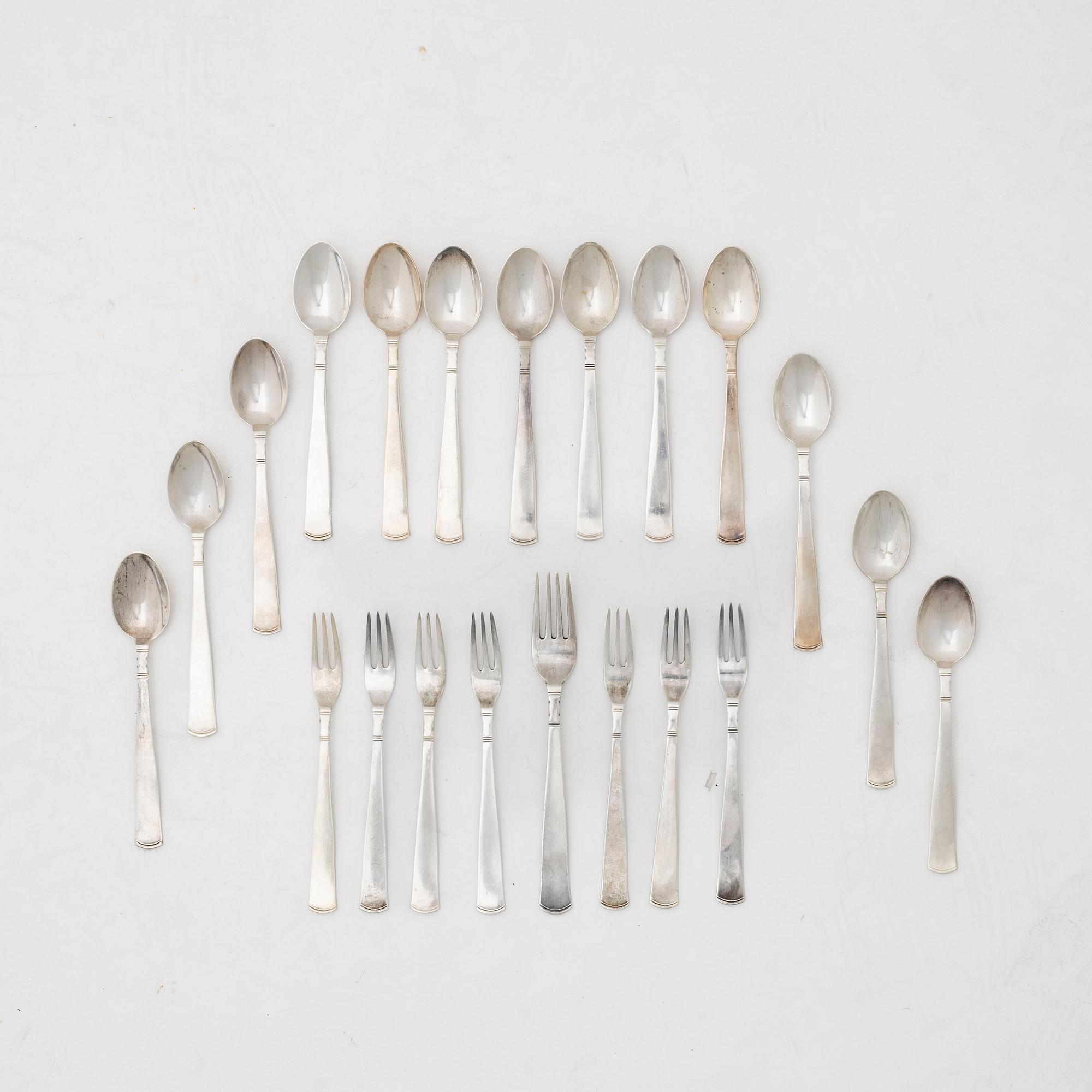 Jacob Ängman, cutlery, 20 pcs, silver, 'Rosenholm', GAB, Stockholm, some 1946.