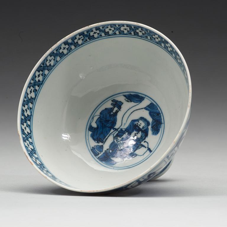 A blue and white stemcup, Ming dynasty (1368-1644).