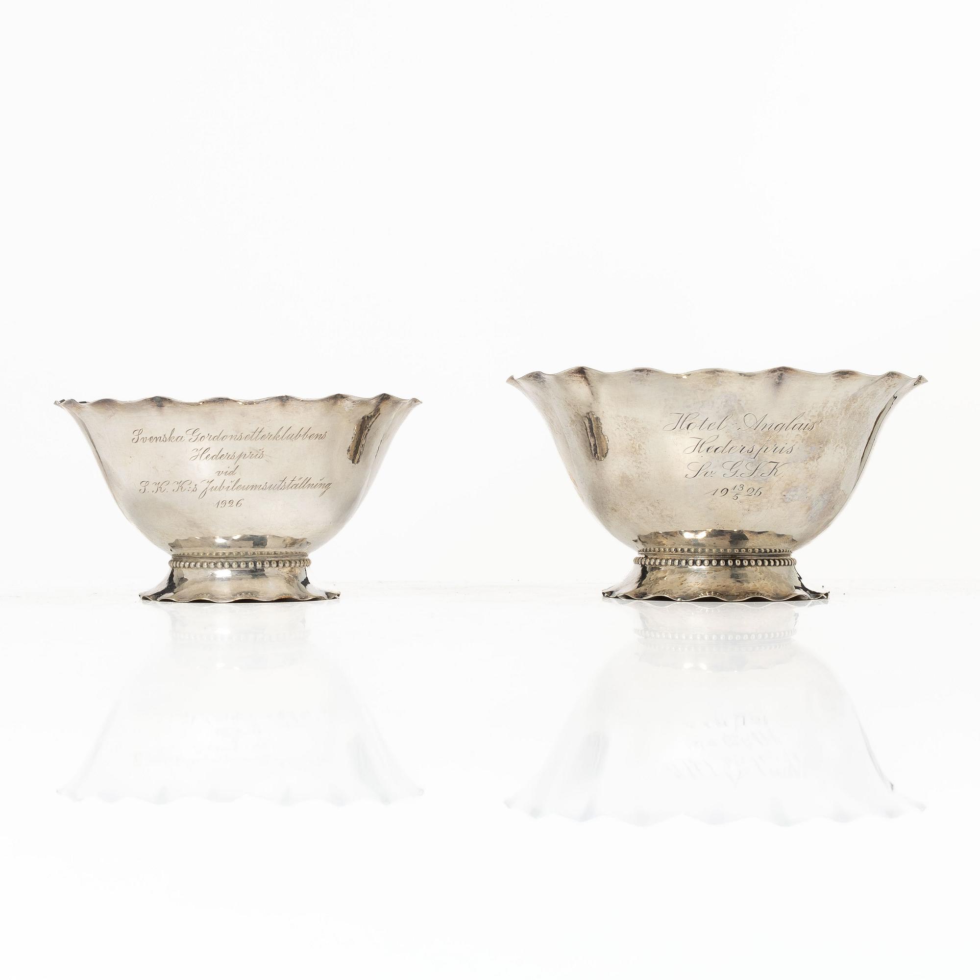 C.G. Hallberg, Two silver bowls, Stockholm, 1925.