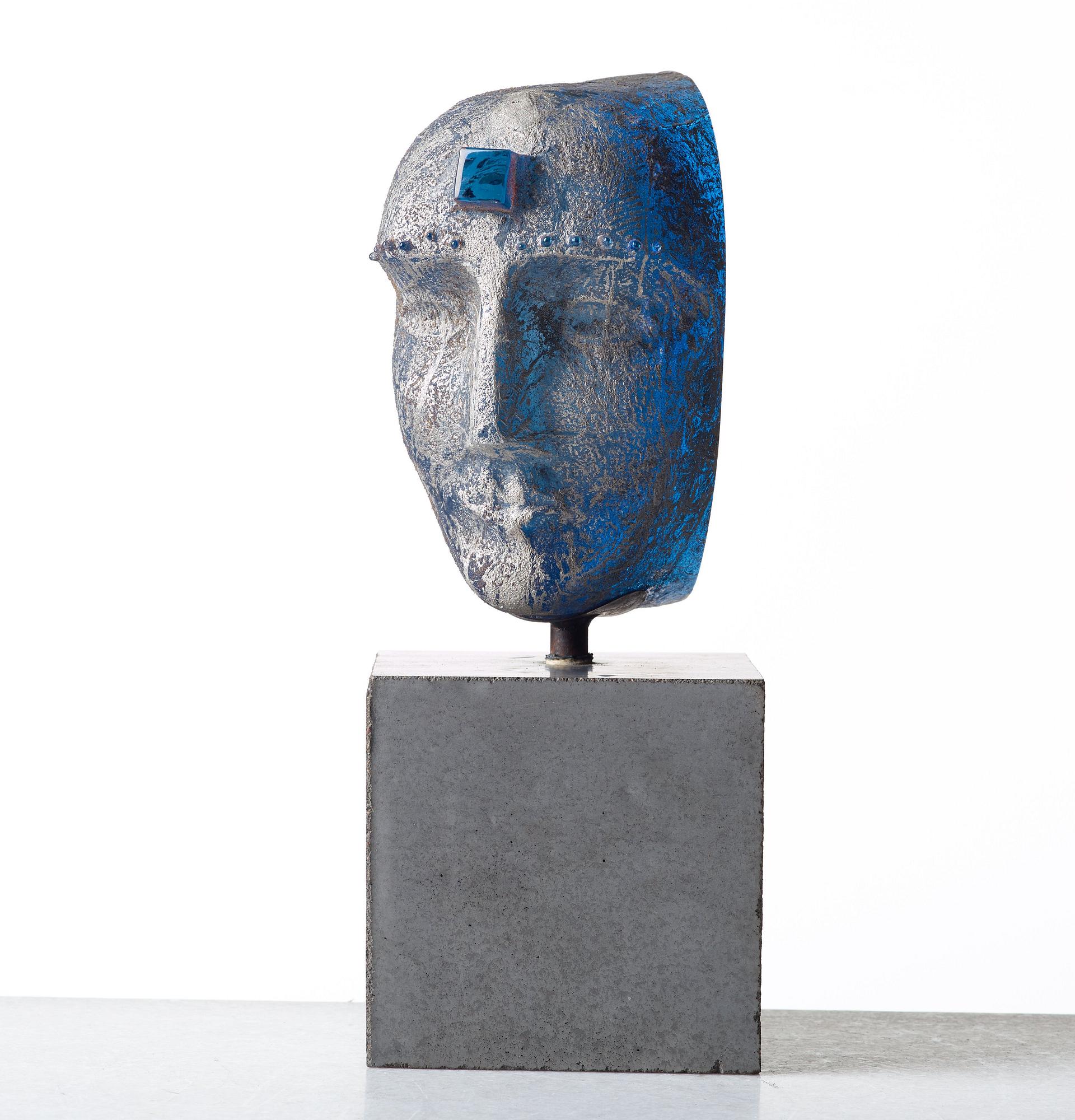 Bertil Vallien, skulptur, Janushuvud, Kosta Boda, unik.