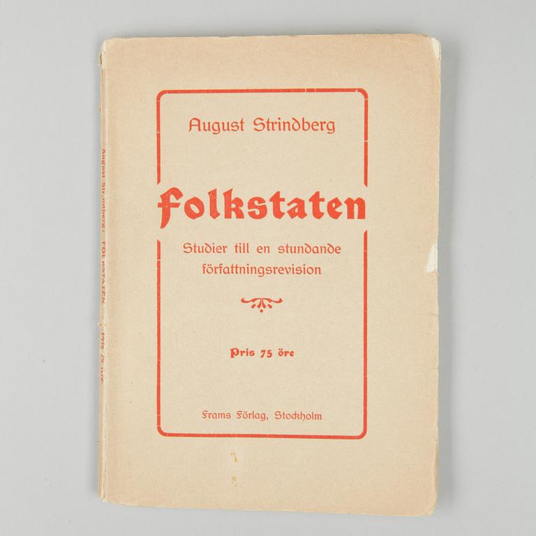 BOKPARTI STRINDBERG, 8 vol, bla "Röda rummet", Stockholm 1879.