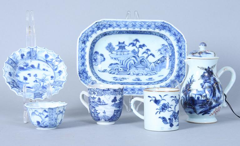 PARTI PORSLIN, 5 delar, Kina, 1700-tal.