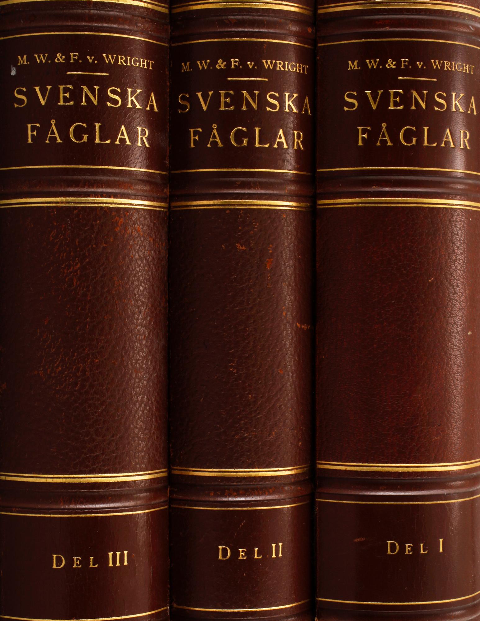 BÖCKER, 3 volymer, "Svenska Fåglar", M. W. & F. von Wright, Förlaget Svenska Fåglar, Stockholm, 1927-29,