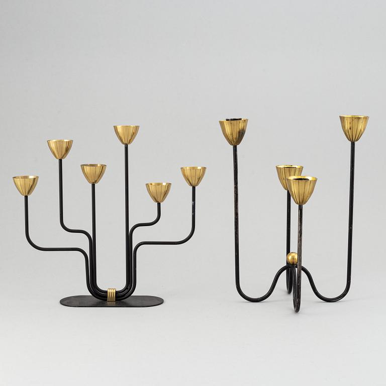 Gunnar Ander, two candelabras, Ystad metall.