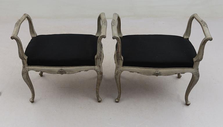 TABURETTER, 1 par, rokokostil, 1900-tal.