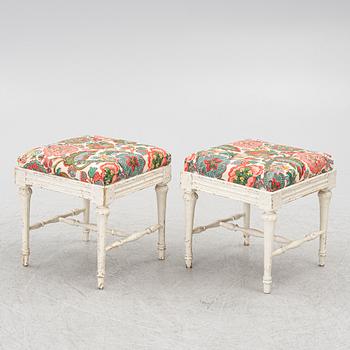 A pair of Gustavian stools, late 18th century.
