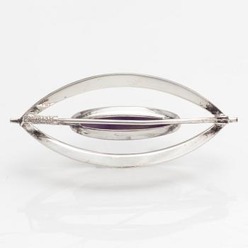 Elis Kauppi, A silver brooch/pendant with an amethyst. Kupittaan kulta, Turku 1961.