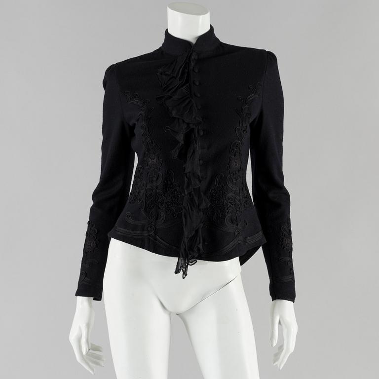 A black wool jacker by Ralph Lauren.