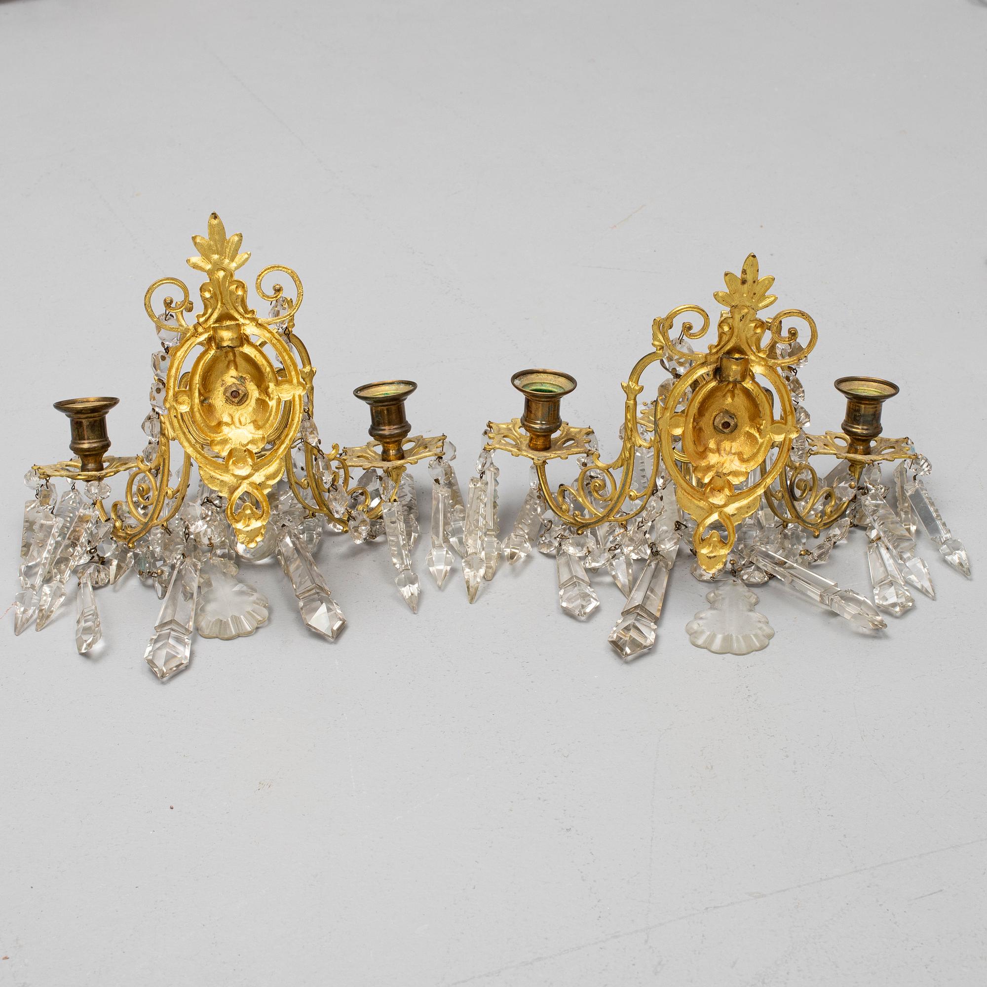 VÄGGLAMPETTER, ett par, Oscarianska, sent 1800-tal.