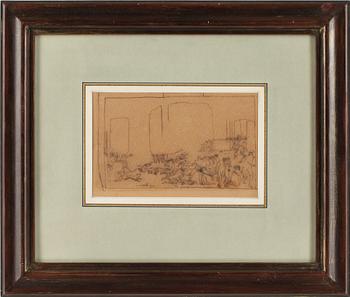 Carl Fredrik Hill · CARL FREDRIK HILL, tuschteckning.