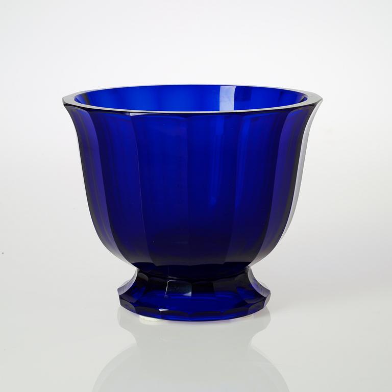 A Josef Hoffmann blue cut-glass bowl, Wiener Werkstätte.