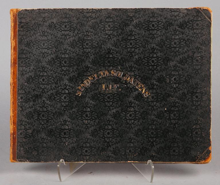 BOK, "Indelta soldatens lif", av Gustaf Nyblaeus, Stockholm 1866.