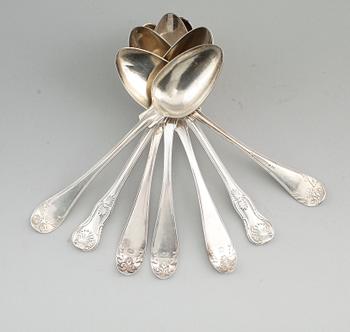 MATSKEDAR, 7 st, silver, bl a 1838 och 1879. Vikt ca 438 g.