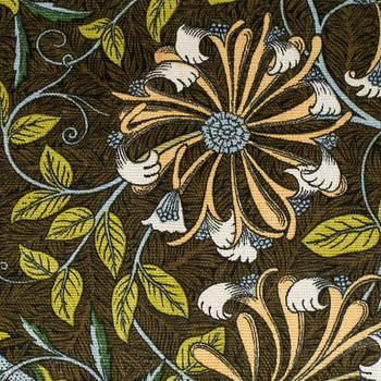 Curtains and tablecloth, including William Morris 'Honeysuckle and Tulip' and 'Chrysanthemum', 20th Century.