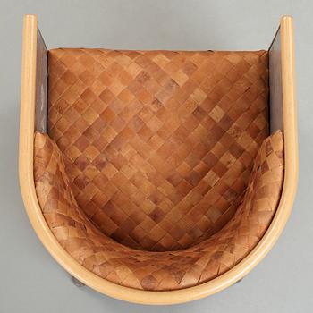 Mats Theselius, an 'Aluminiumfåtölj' easy chair upholstered with plaited birch bark, Källemo 1990.