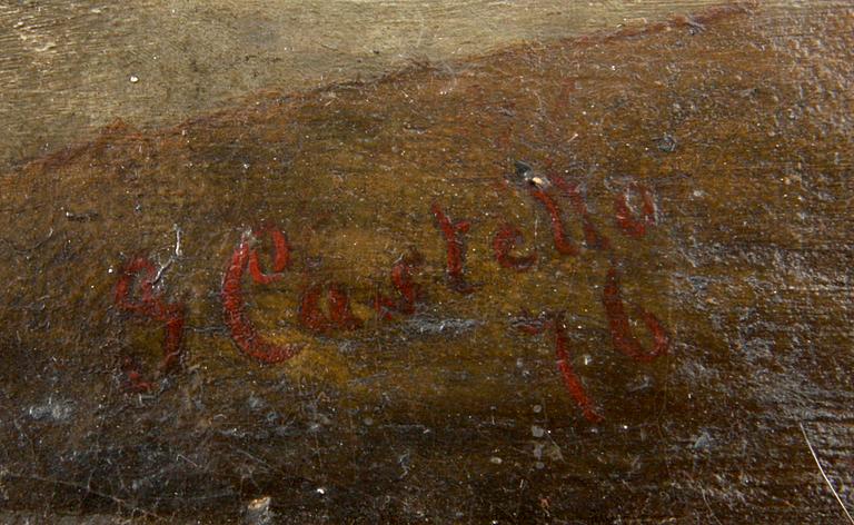 OKÄND KONSTNÄR, olja på duk, bär sign G Castello (?) -76, 1800-tal.