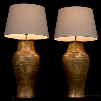 A pair of floorlamps by Kauko Forsvik, signed 'KAGE', Finland.