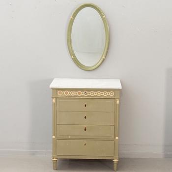 Chest of drawers with mirror, Gustavian style, first half of the 20th century.