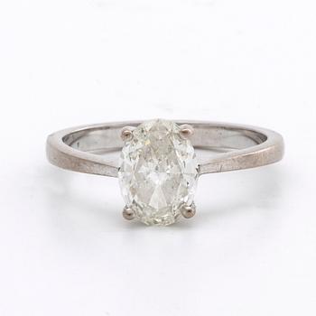 DIAMOND RING 18K whitegold 1 oval brilliant-cut diamond 1,51 ct J VVS2, GIA cerifiacte 2008.