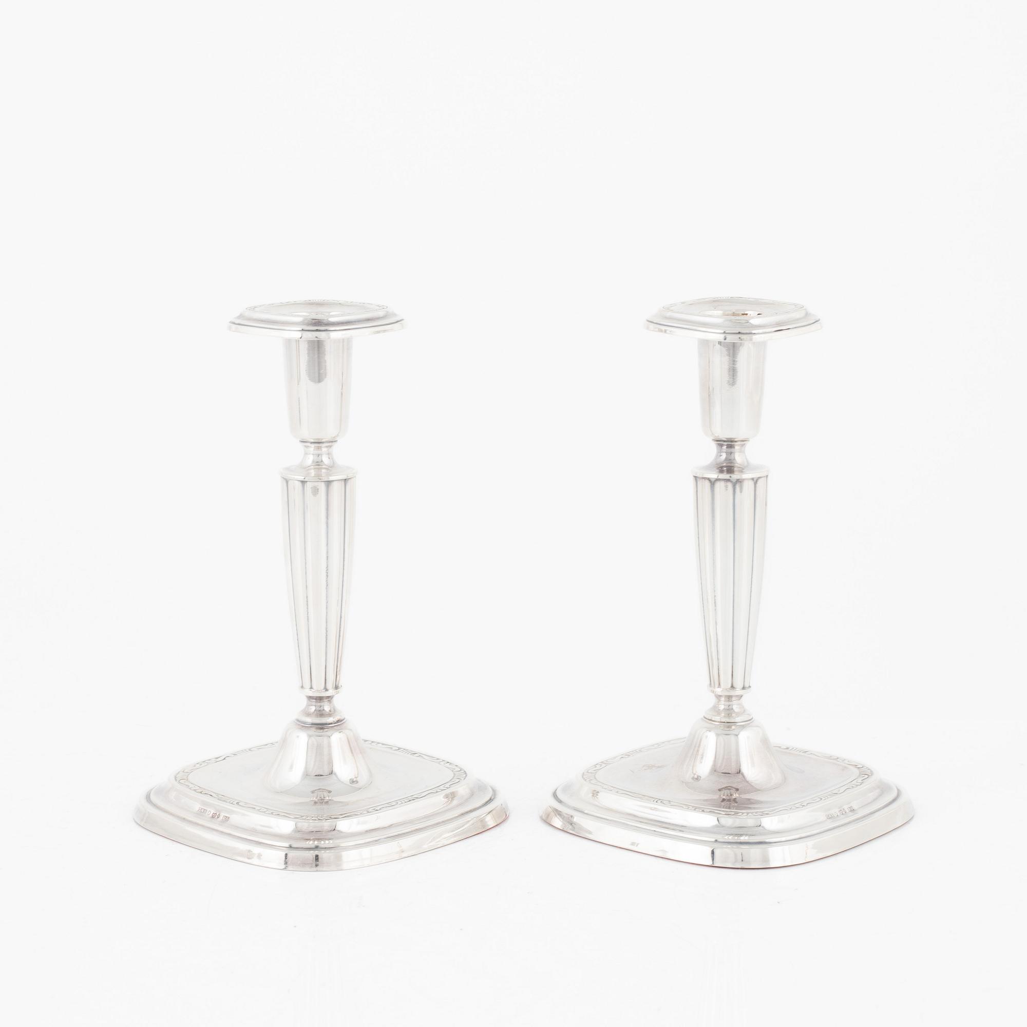 A pair of silver candlesticks, GAB, Stockholm 1965.