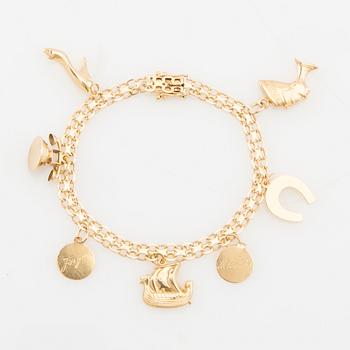 Armband 18K guld Bismarck-länk med berlocker.