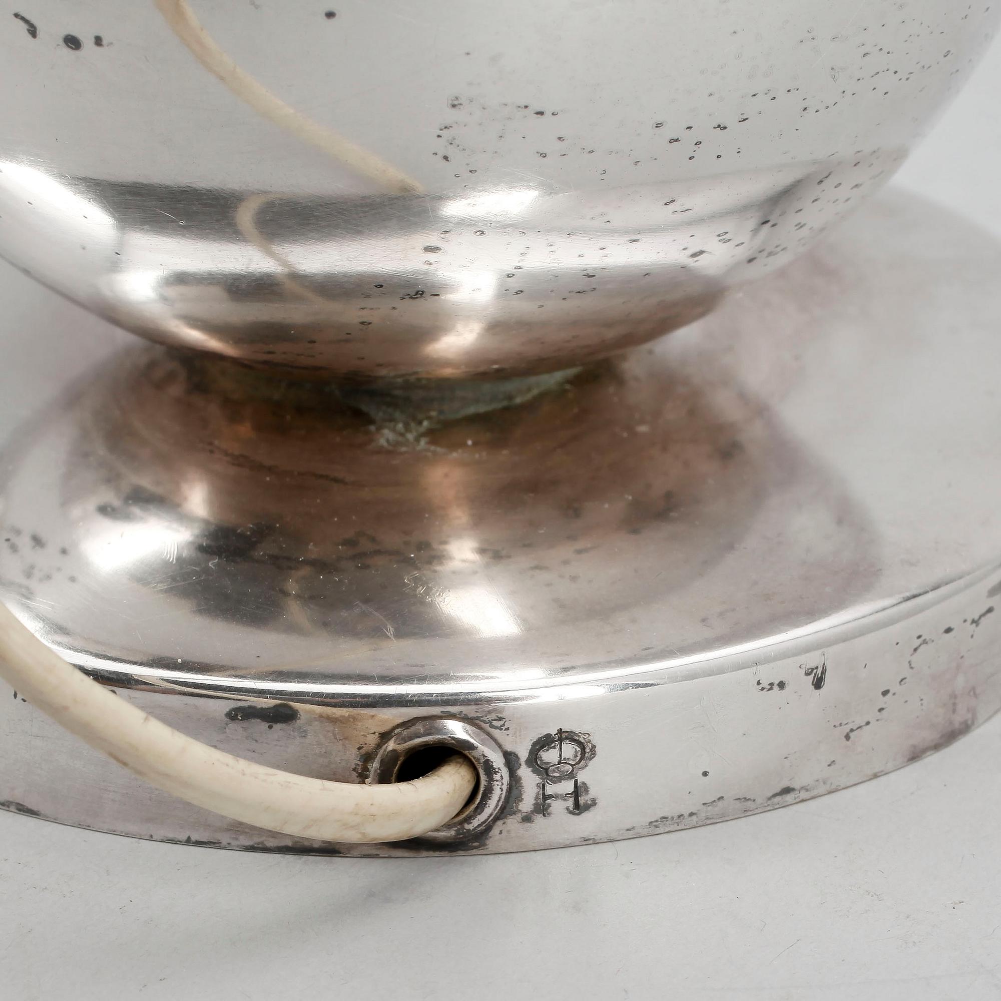 BORDSLAMPA, nysilver, art deco, Elis Bergh, CG Hallberg Stockholm, 1920/30-tal.