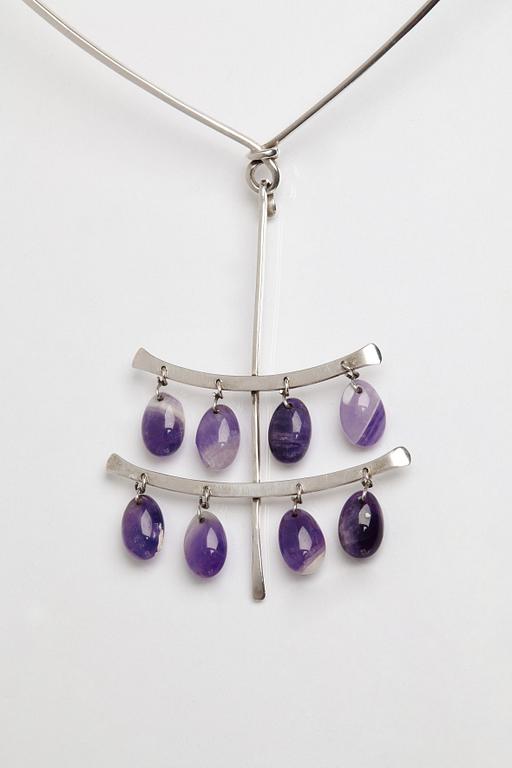 Vivianna Torun Bülow-Hübe, a sterling and amethyst necklace, Georg Jensen, Denmark, design nr 167 and 136.